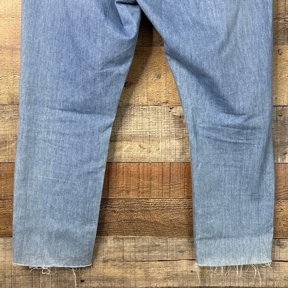 Frame Le Garcon Crop Straight Leg Jeans Cebu Rips Light Blue Size 31 - Picture 7 of 9